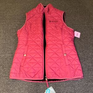 Free Country Reversible Quilted Vest Womens Small Pink Maroon Full Zip *AS IS*